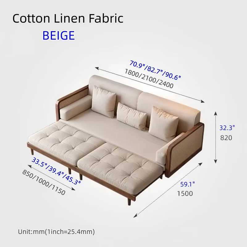 Leathaire-Schlafsofa mit Rattangeflecht-Holzrahmen