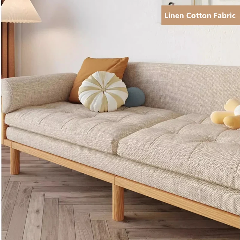 Klappbares Schlafsofa aus Massivholz mit eingelassenen Armlehnen von Japandi