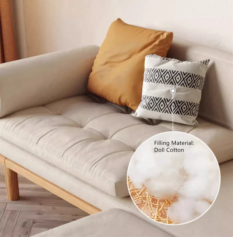 Klappbares Schlafsofa aus Massivholz mit eingelassenen Armlehnen von Japandi