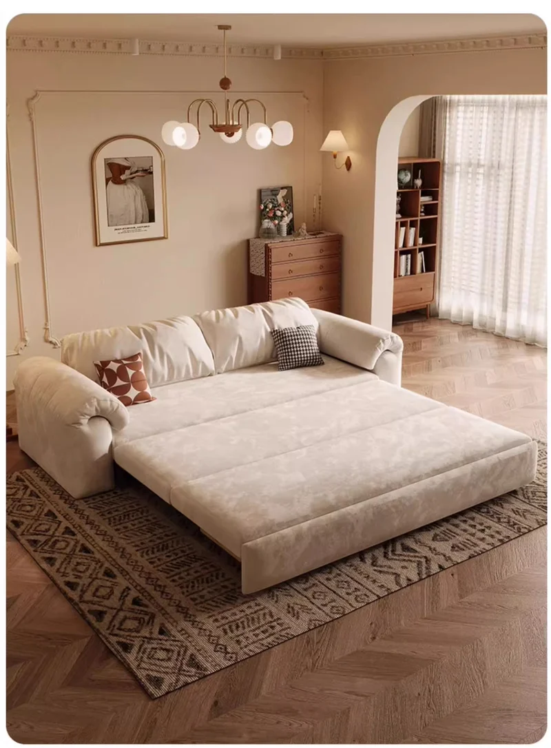 Multifunktionales Schlafsofa aus mattem Stoff mit Stauraum darunter