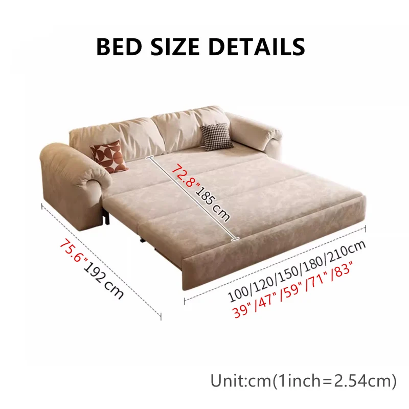 Multifunktionales Schlafsofa aus mattem Stoff mit Stauraum darunter