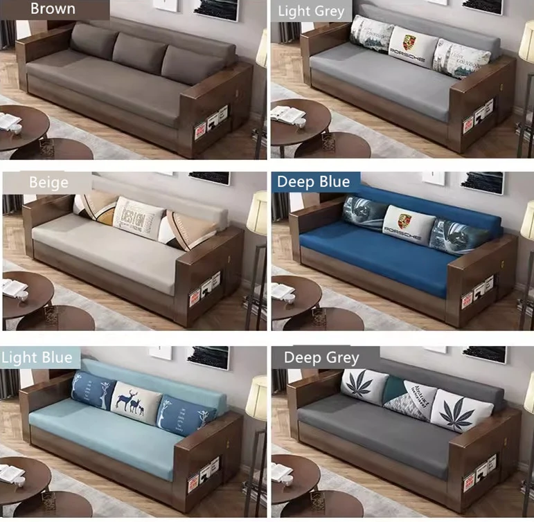 Umwandelbares Schlafsofa und Lounge-Chaise-Set mit Stauraum darunter