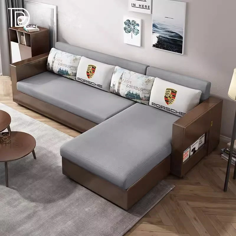 Umwandelbares Schlafsofa und Lounge-Chaise-Set mit Stauraum darunter