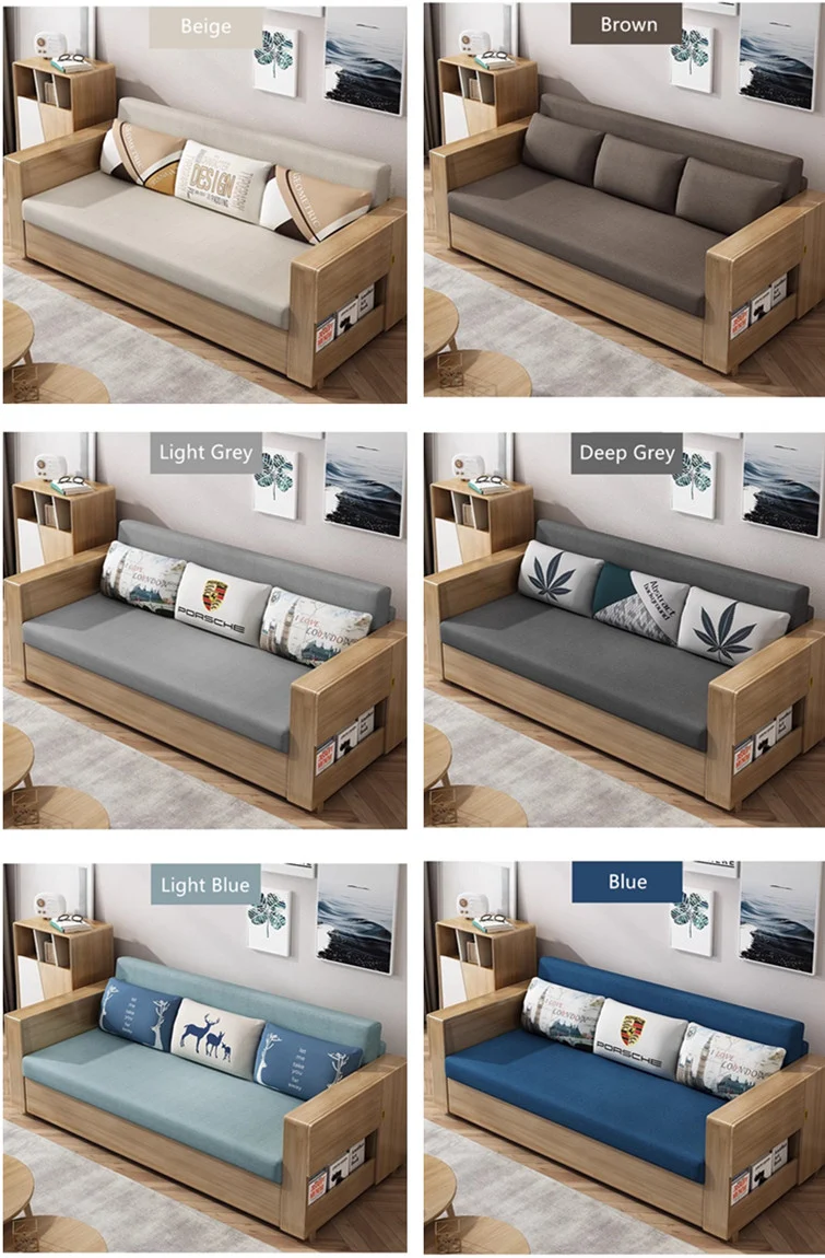 Umwandelbares Schlafsofa und Lounge-Chaise-Set mit Stauraum darunter