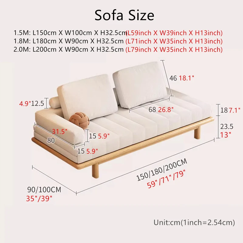 Ausziehbares Tatami-Sofabett aus Cordstoff mit Massivholzrahmen
