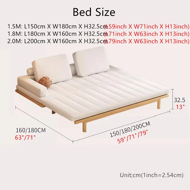 Ausziehbares Tatami-Sofabett aus Cordstoff mit Massivholzrahmen