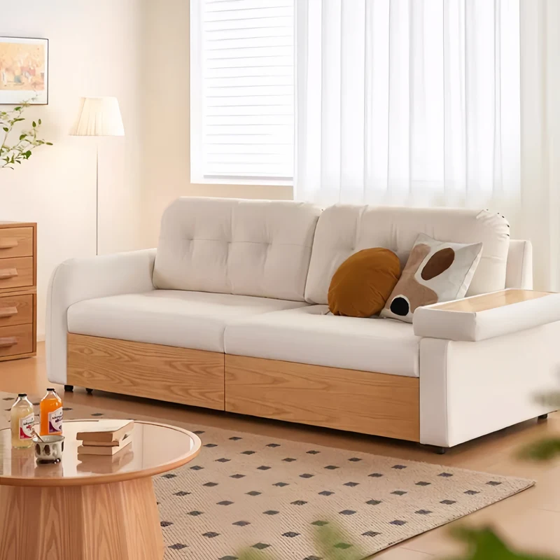 Ausziehbare Lounge-Chaise und Sofa von Japandi mit Stauraum darunter