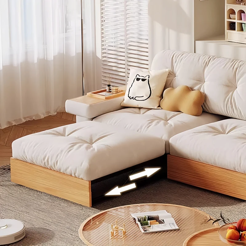 Ausziehbare Lounge-Chaise und Sofa von Japandi mit Stauraum darunter
