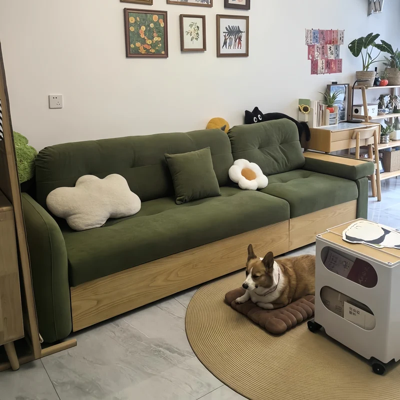 Ausziehbare Lounge-Chaise und Sofa von Japandi mit Stauraum darunter