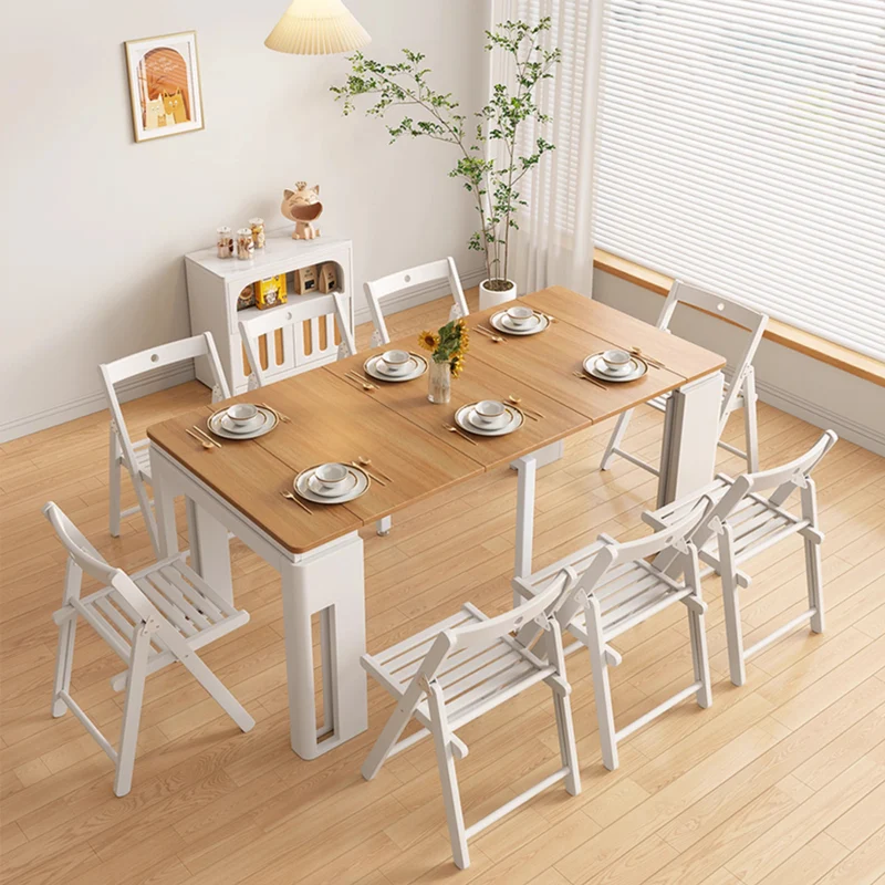Moderner ausziehbarer Esstisch mit 4 Marmorblättern und Sideboard-Schrank