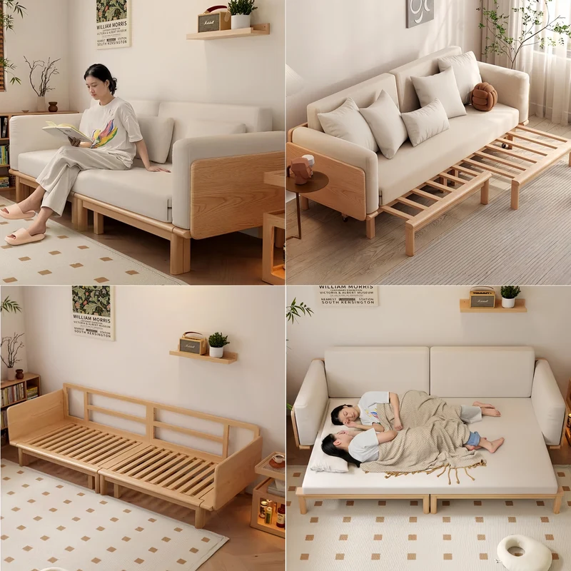 Japandi-Sofabett aus Massivholz