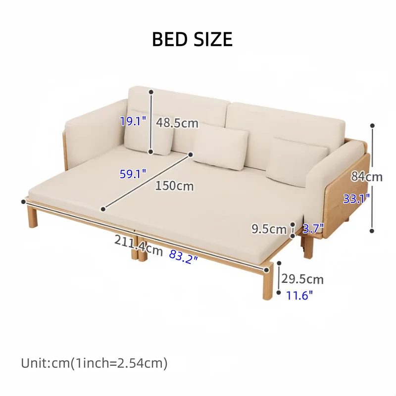 Japandi-Sofabett aus Massivholz