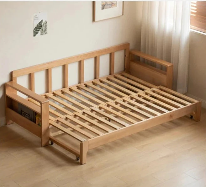 Japandi Schlafsofa aus massivem Buchenholz