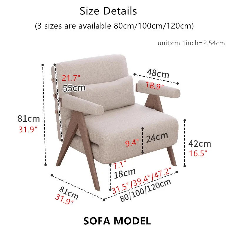 3-in-1 umwandelbares und verstellbares Loveseat-Schlafsofa