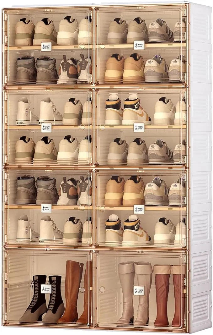 Tragbarer Schuhregal-Organizer mit magnetischer, transparenter Tür für den Schrankeingang