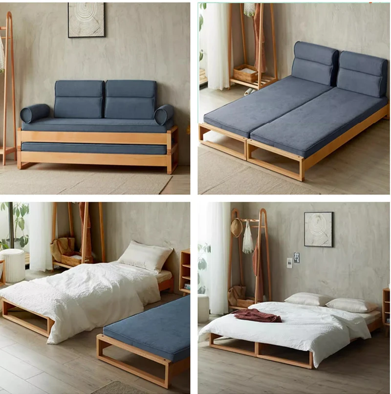 Stapelbares Sofabett aus massivem Holz von Japandi