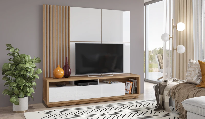 Tv-Kommode Tv-Unterschrank (aus Set) +Schubladen