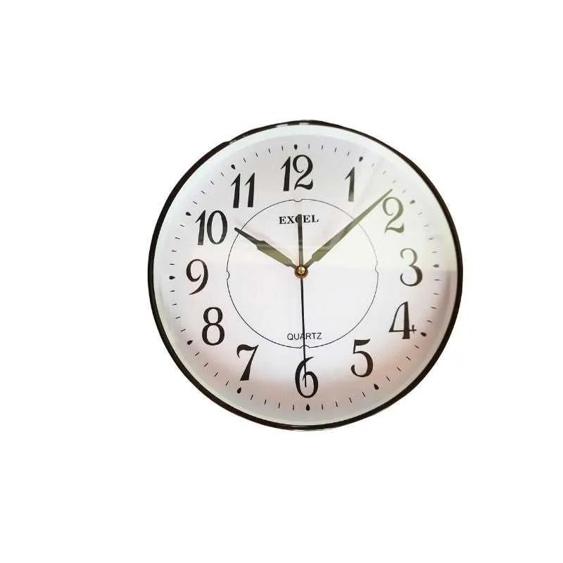 Round Plastic Wall Clock White Background 11"