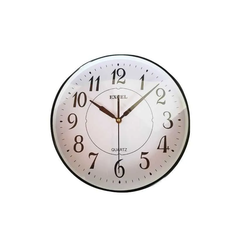 Round Plastic Wall Clock White Background 11"
