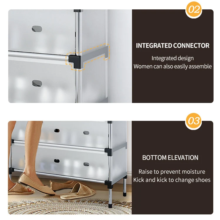 6 Layer Metal Shoe Rack with Dust Cover