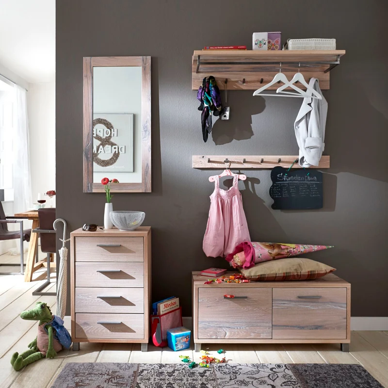 Garderobenset 5-teilig Balkeneiche White Wash – ROCKiT
