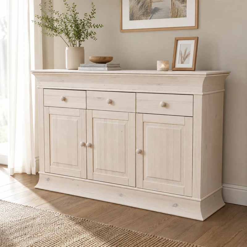 Sideboard Kiefer massiv weiß Landhausstil - Boston