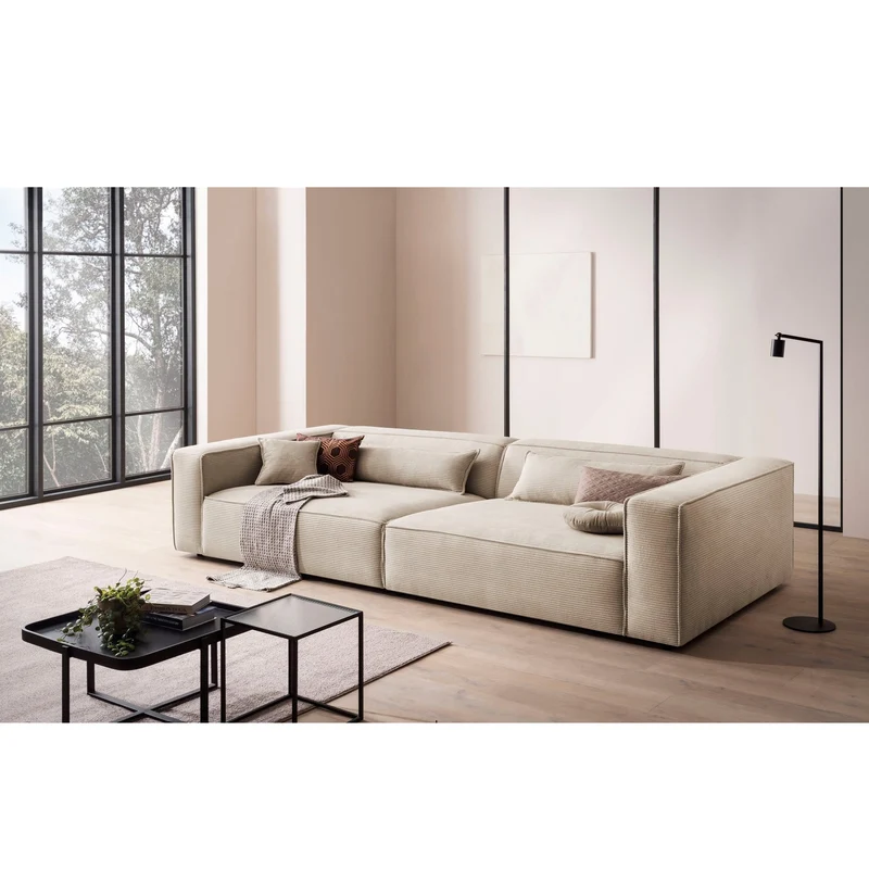 3-Sitzer XXL Sofa Piara Cordbezug hellbeige