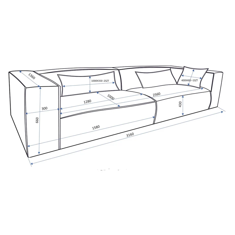 3-Sitzer XXL Sofa Piara Cordbezug hellbeige