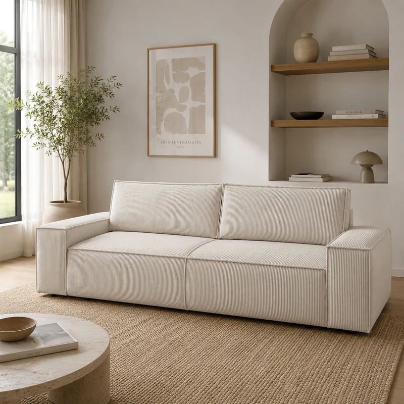 3-Sitzer Schlafsofa Cord hellbeige - Sherwood