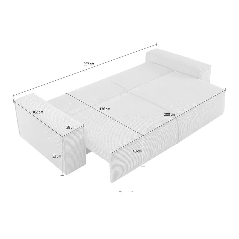 3-Sitzer Schlafsofa Cord hellbeige - Sherwood