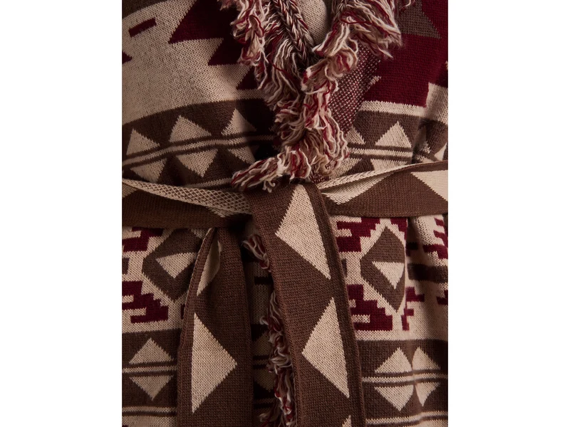 Jacquard-Strickjacke mit Fransen