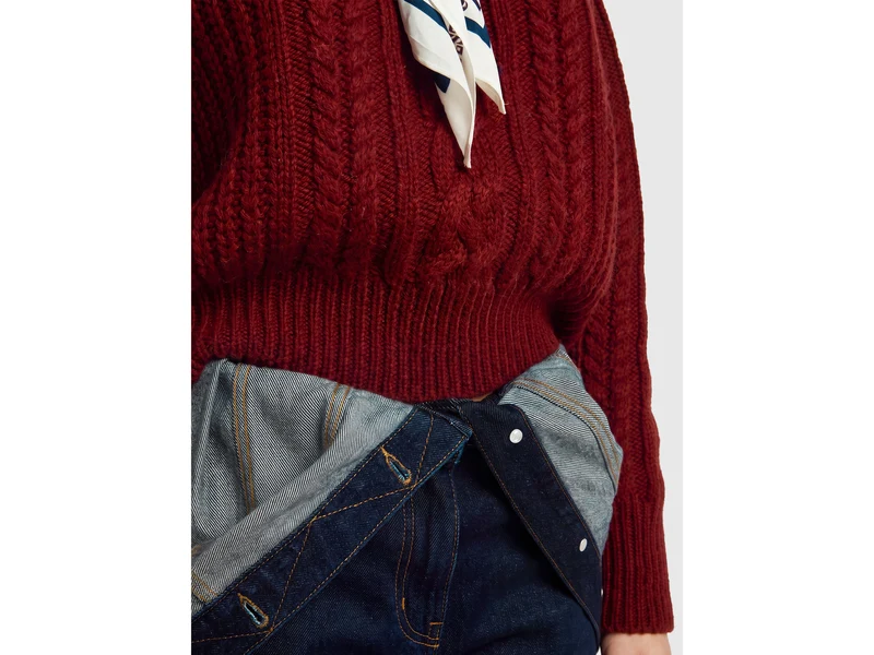 Zopfstrickpullover aus 100 % Wolle