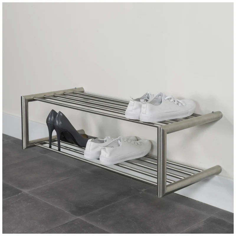 Schuhregal SOENZ Edelstahl, Wandregal mit 2 Ablagen von Spinder Design