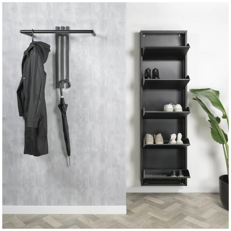 Wandgarderobe SENZA 1 Stahl Schwarz Garderobenhalter, Spinder Design