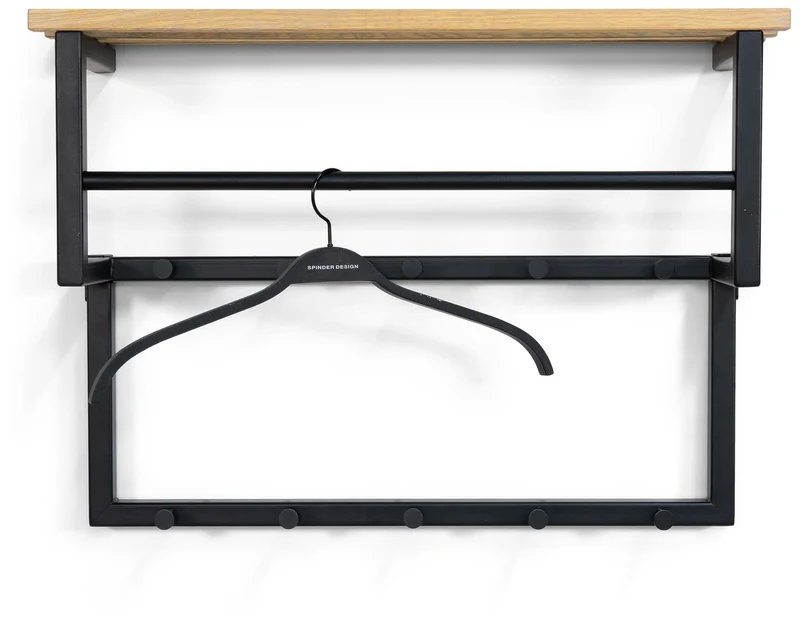 Garderobe Wandgarderobe RIZZOLI XS Schwarz mit Ablage, von Spinder