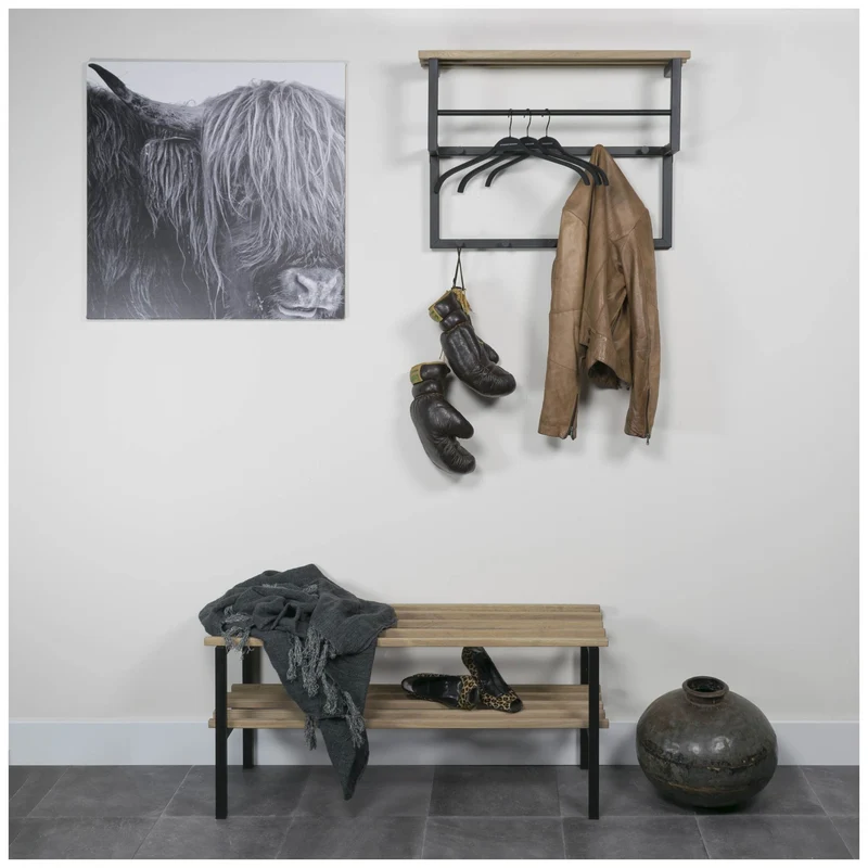 Garderobe Wandgarderobe RIZZOLI XS Schwarz mit Ablage, von Spinder