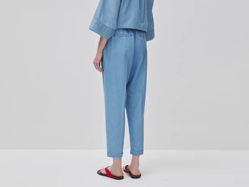 Chambray-Chinos mit elastischem Bund