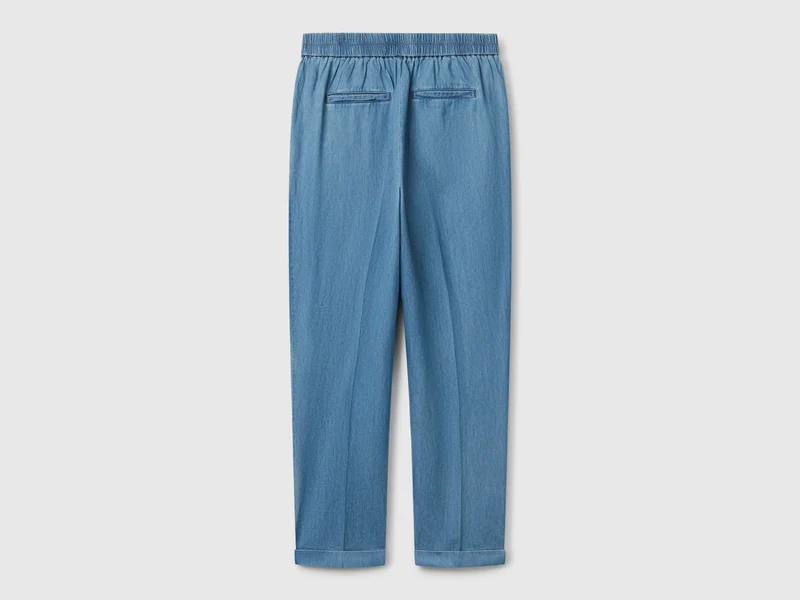 Chambray-Chinos mit elastischem Bund