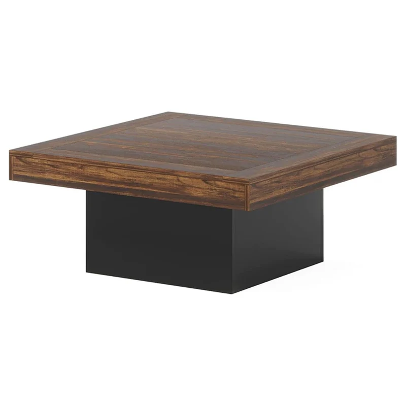 Tribesigns LED-Couchtisch Quadratisch 90 cm, Moderner Wohnzimmertisch im Landhausstil