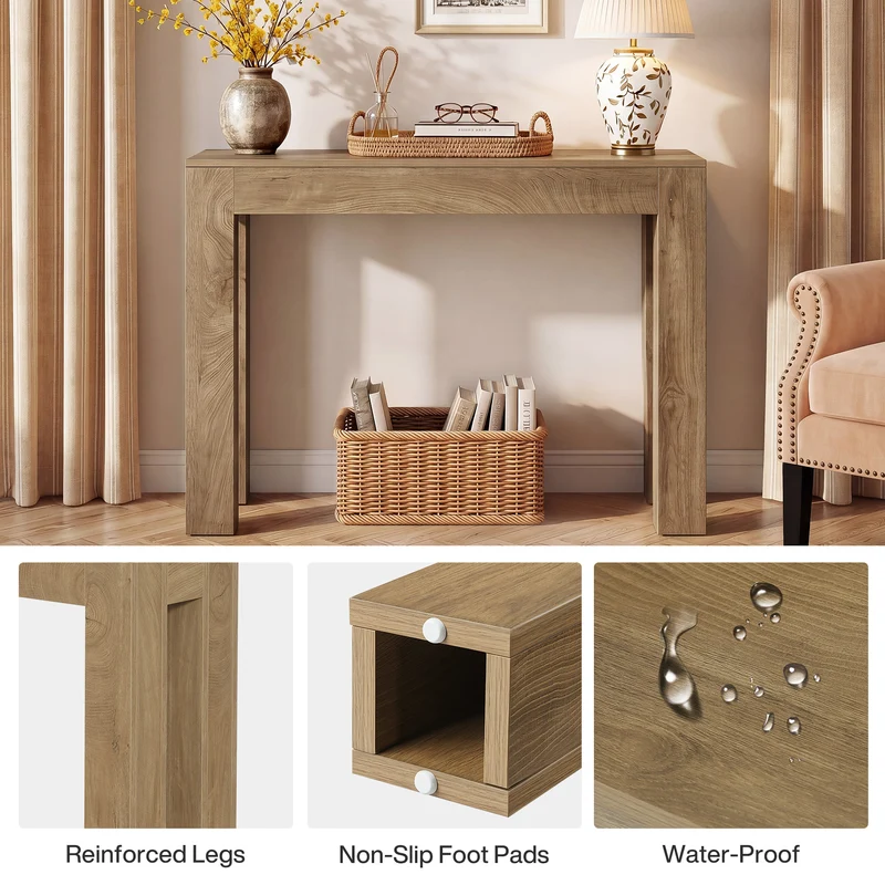 Tribesigns 105 cm Landhaus-Konsolentisch, Schmaler Holz-Flurtisch für Eingangsbereich & Sofa