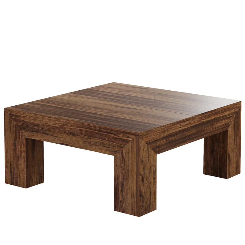 100 cm Quadratischer Couchtisch, Wohnzimmertisch aus Holz mit robusten Beinen für Sofa & Schlafzimmer