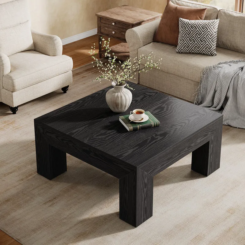 100 cm Quadratischer Couchtisch, Wohnzimmertisch aus Holz mit robusten Beinen für Sofa & Schlafzimmer