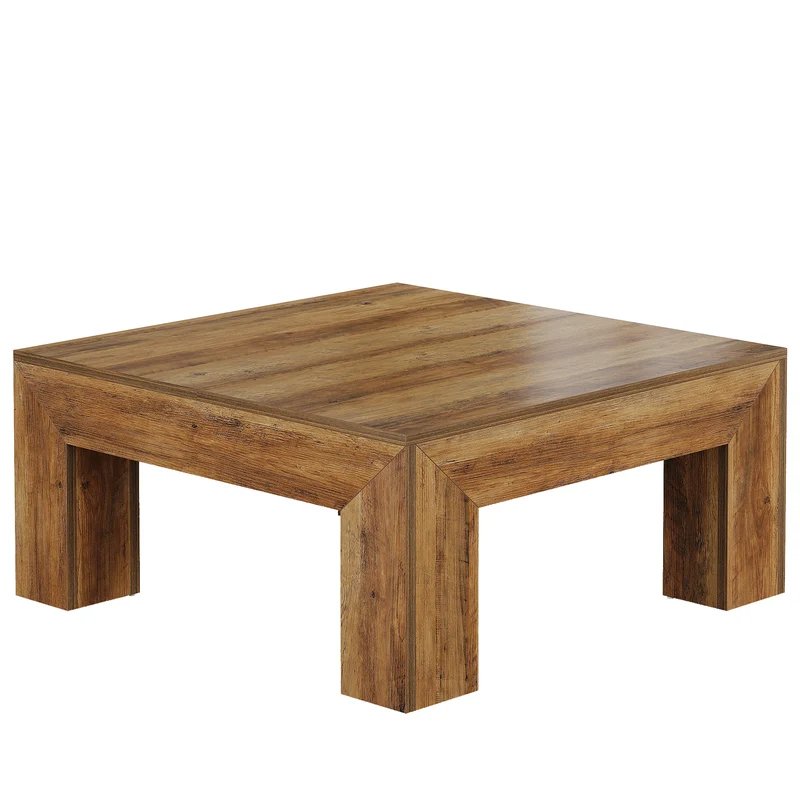 100 cm Quadratischer Couchtisch, Wohnzimmertisch aus Holz mit robusten Beinen für Sofa & Schlafzimmer