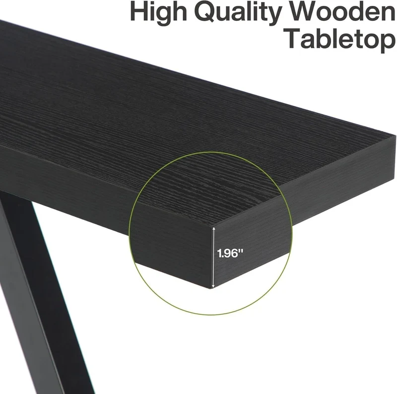 160 cm Schmale Industrielle Konsole - Moderner Flurtisch in Schwarz für Wohnzimmer & Eingangsbereich