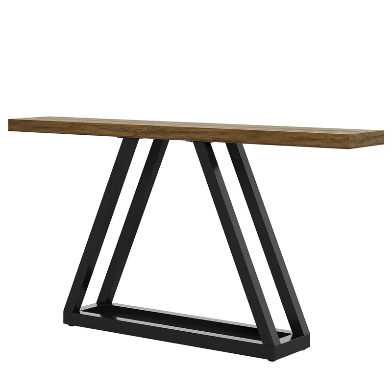 160 cm Schmale Industrielle Konsole - Moderner Flurtisch in Schwarz für Wohnzimmer & Eingangsbereich