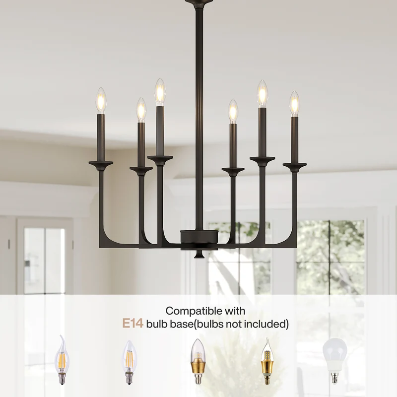 Tribesigns 72 cm Wagenrad Kronleuchter im Landhaus-Industrie Design, runde Pendelleuchte aus Metall mit 6 Flammen, schwarz