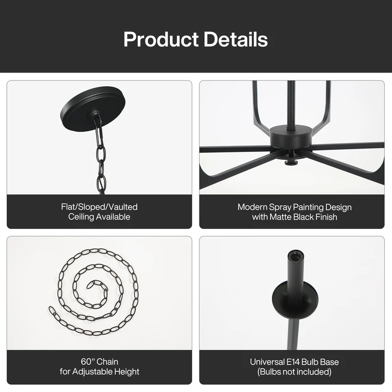 Tribesigns 72 cm Wagenrad Kronleuchter im Landhaus-Industrie Design, runde Pendelleuchte aus Metall mit 6 Flammen, schwarz
