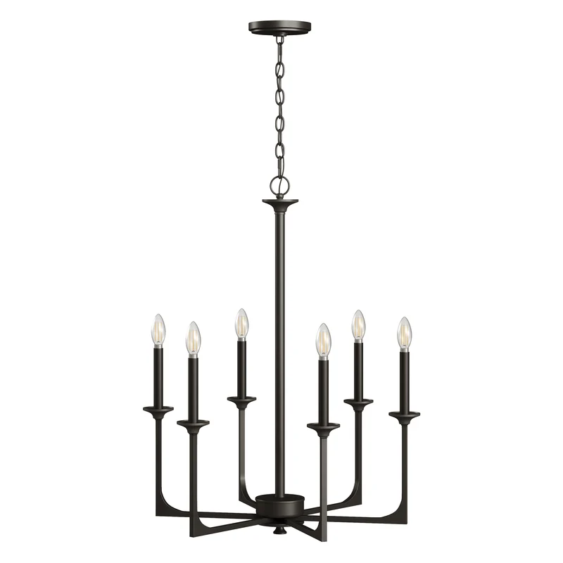 Tribesigns 72 cm Wagenrad Kronleuchter im Landhaus-Industrie Design, runde Pendelleuchte aus Metall mit 6 Flammen, schwarz