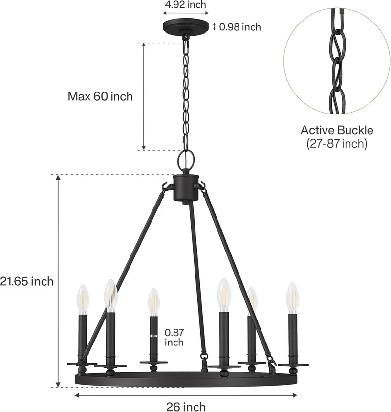 Tribesigns 6-flammiger Wagenrad Kronleuchter Schwarz im Vintage Industrial Stil, E14 Deckenlampe für Wohnzimmer & Esszimmer