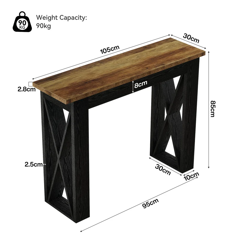 Tribesigns Konsolentisch 105 cm schmal, Flurtisch Industrial mit Ablage